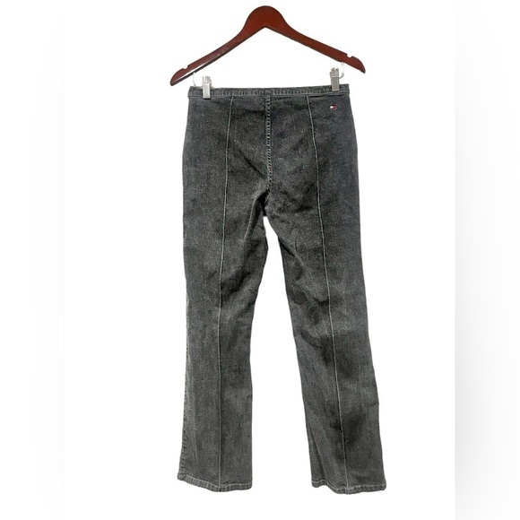 Vintage 90s Y2K Tommy Hilfiger Black Denim Jeans Zipper Pockets Size 6 Straight - Picture 8 of 8